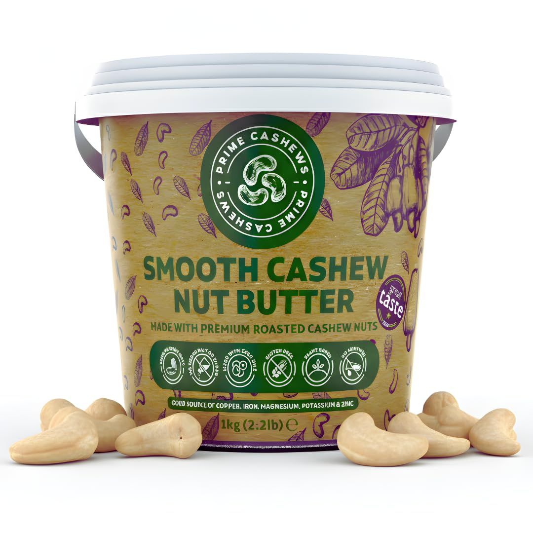 Prime Earth Smooth Cashew Nut Butter - Smooth Cashew Spread/Paste - 1kg - Award Winning - Made With 100% Cashew Nuts - No Oil, Salt &amp; Sugar - Vegan, Keto &amp; Paleo - Made In The UK