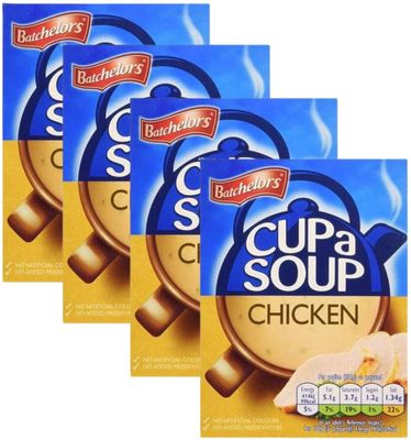 Official Batchelor Cup a Soup Chicken 16 Sachets Cup Soup for Lunch (One Size, Chicken) 4 x Boxes Multi pack deal, Chicken Soup, Cuppa Soup