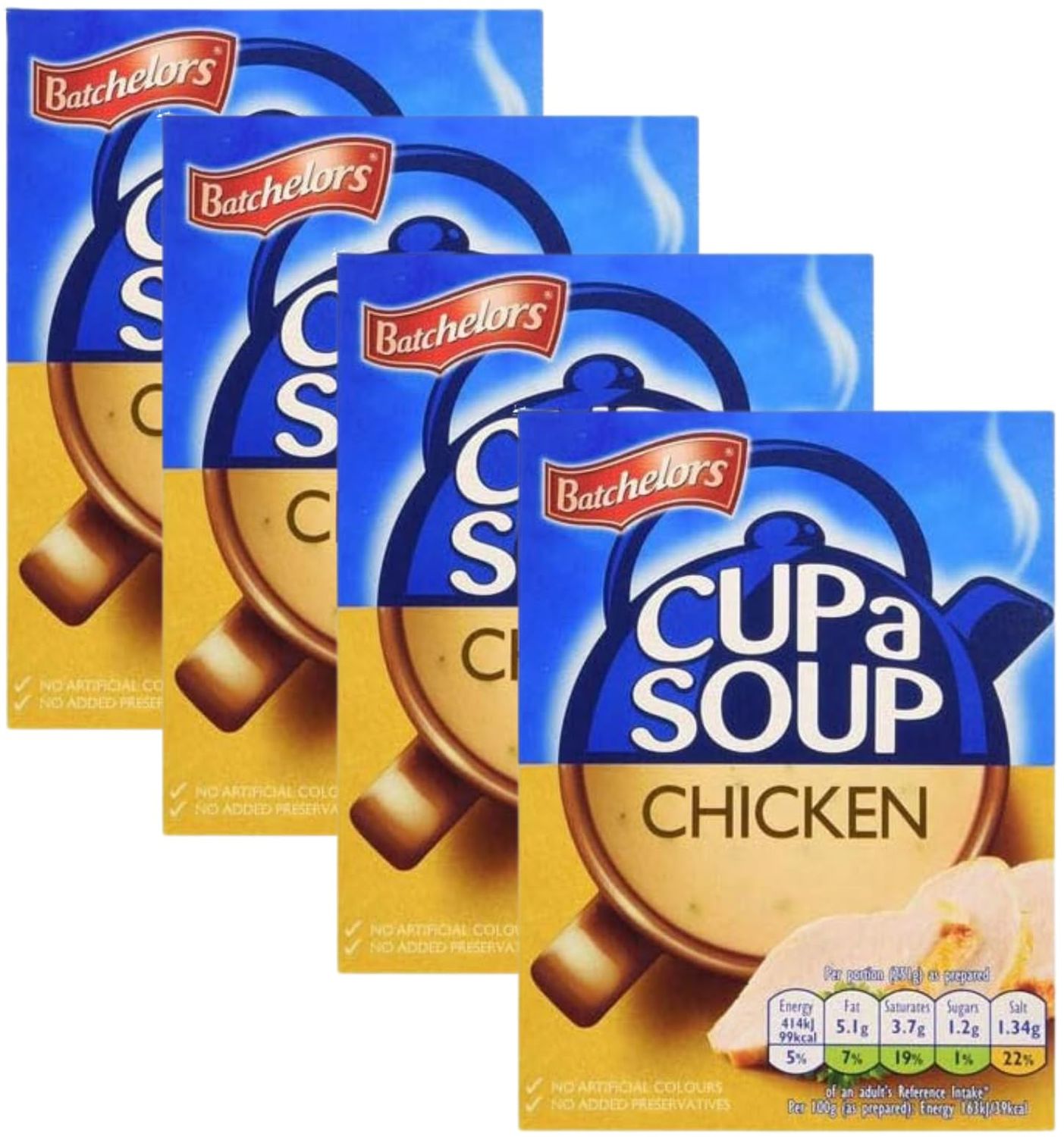 Official Batchelor Cup a Soup Chicken 16 Sachets Cup Soup for Lunch (One Size, Chicken) 4 x Boxes Multi pack deal, Chicken Soup, Cuppa Soup