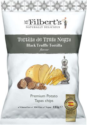 Mr Filbert s Black Truffle Tortilla Crisps, Spanish Hand Cooked Potato Chips, Savoury Crisps with Rich Truffle Flavour, 125g