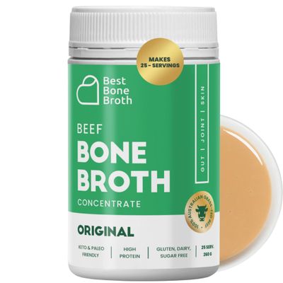 Best Bone Broth Premium Beef Bone Broth Concentrate supports joints, skin & gut No Hormones or Additives Delicious Natural Flavour Sourced from AU & NZ Beef-Beef Broth - 25 Servings