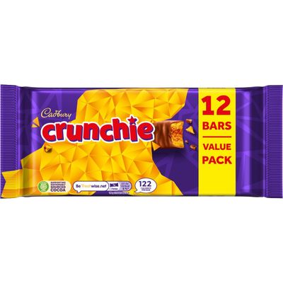 Cadbury Crunchie Chocolate Bar Multipack, 12 Bar Value Pack, 12 x 26.1 g (Pack of 1)
