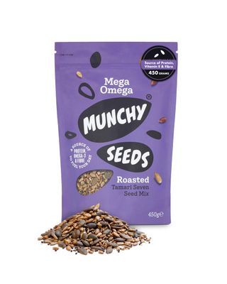 MUNCHY SEEDS Mega Omega, 7-Seed Mix with Sunflower, Pumpkin, and Hemp, Protein Snack, Plant-Based Fibre &amp; Vitamin E, Gluten &amp; Wheat Free, Vegan Snacks for Kids &amp; Adults -Mega Pack, 450g