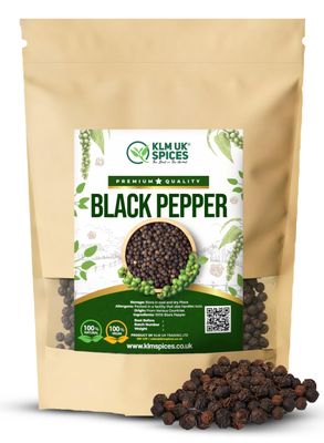 Whole Black Peppercorns - Premium Quality Strong Aromatic Pepper - Ideal for Grinders &amp; Cooking - Resealable Freshness Pouch (100g)