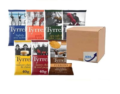 Mixed Case Of Tyrrels Crisps 40G Mix 7 Flavours (Pack Of 24)