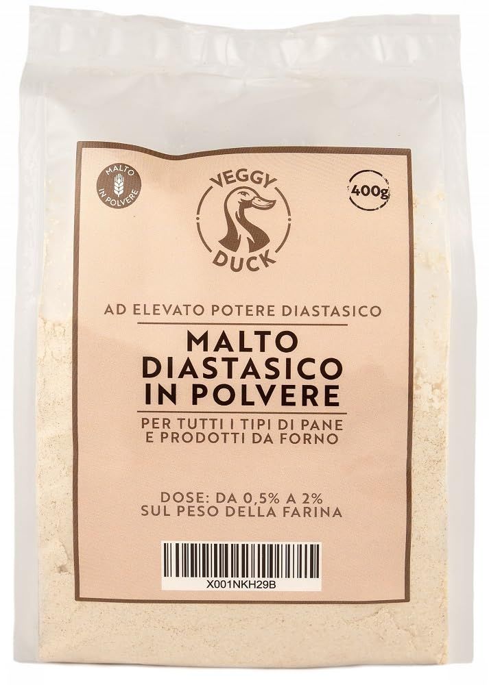 Veggy Duck - Diastatic Malt Powder (400g) Barley Malt for Bread Making High Diastatic Power Made in Italy