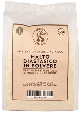 Veggy Duck - Diastatic Malt Powder (400g) Barley Malt for Bread Making High Diastatic Power Made in Italy