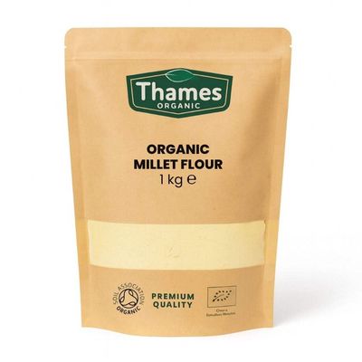 Organic Millet Flour 1kg - Raw, Vegan, GMO-Free - No Additives or Preservatives - Certified Organic, Nutritious Alternative to Wheat Flour - Thames Organic