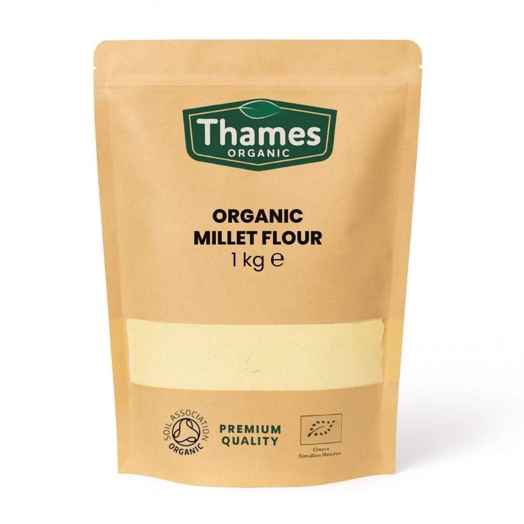 Organic Millet Flour 1kg - Raw, Vegan, GMO-Free - No Additives or Preservatives - Certified Organic, Nutritious Alternative to Wheat Flour - Thames Organic