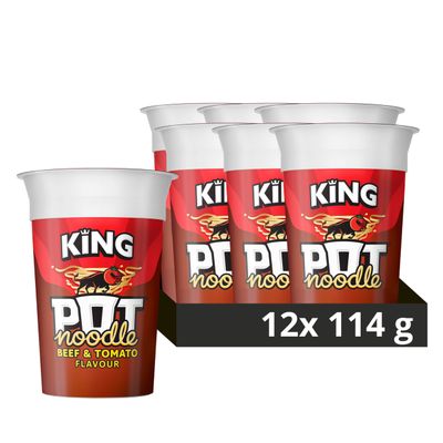 Pot Noodle Beef &amp; Tomato King Pot Noodle Instant Vegetarian Snack quick-to-make noodles Instant Noodle 12x 114 g