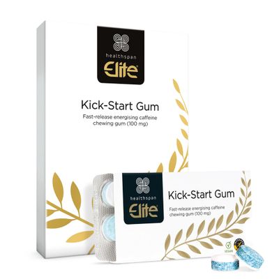 Healthspan Elite Caffeine Chewing Gum 100mg Fast-Release Caffeine All Blacks Official Partner Informed Sport Accredited Energy Mint Flavoured Vegan (40 Pieces)