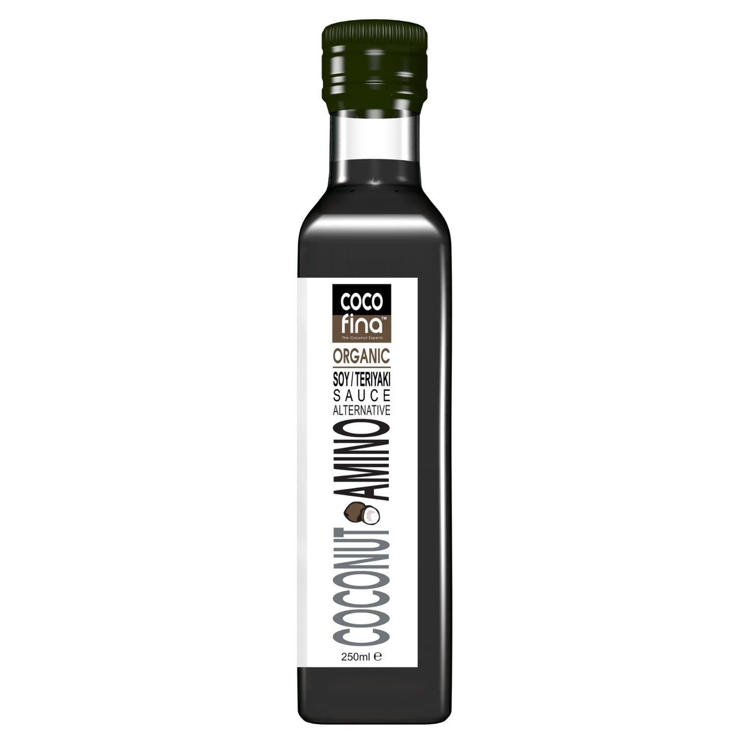 Cocofina Organic Coconut Aminos Alternative to Soy Sauce Teriyaki Sauce Gluten Free Liquid Aminos Soy Free Vegan - Keto and Paleo - Glass 250ml