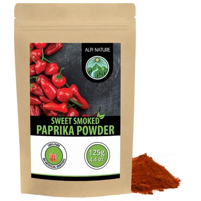 Alpi Nature Sweet Smoked Paprika Powder 125g 4.4 oz, Ground Red Peppers, Mild Smoked Paprika