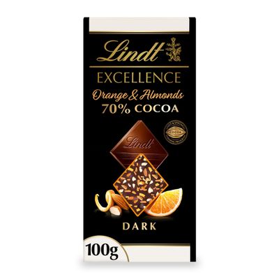 Lindt Excellence Passion Orange and Almond Dark Chocolate Bar 100g