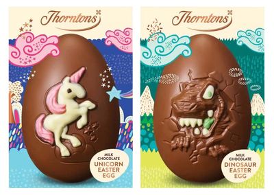 Thorntons Easter Egg Chocolates Selection Pack of 2 - Featuring Thorntons Unicorn Milk Chocolate Easter Egg 151g and Thorntons Milk Chocolate Dinosaur Easter Egg 151g - Perfect for Easter 2022
