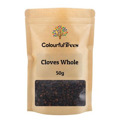 Whole Cloves 50g - Premium Grade by Colourful Trees for Tea, Cooking, Infused Water &amp; Blends