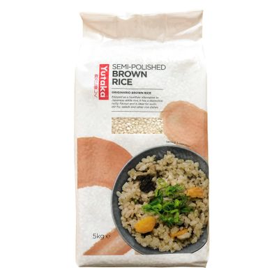 Yutaka - Semi-Polished Brown Rice, 5kg - Nutty, Wholegrain Originario Rice for Sushi, Stir-Fries & Salads - High Fibre, Iron & Vitamin Content - Healthier Alternative to White Rice
