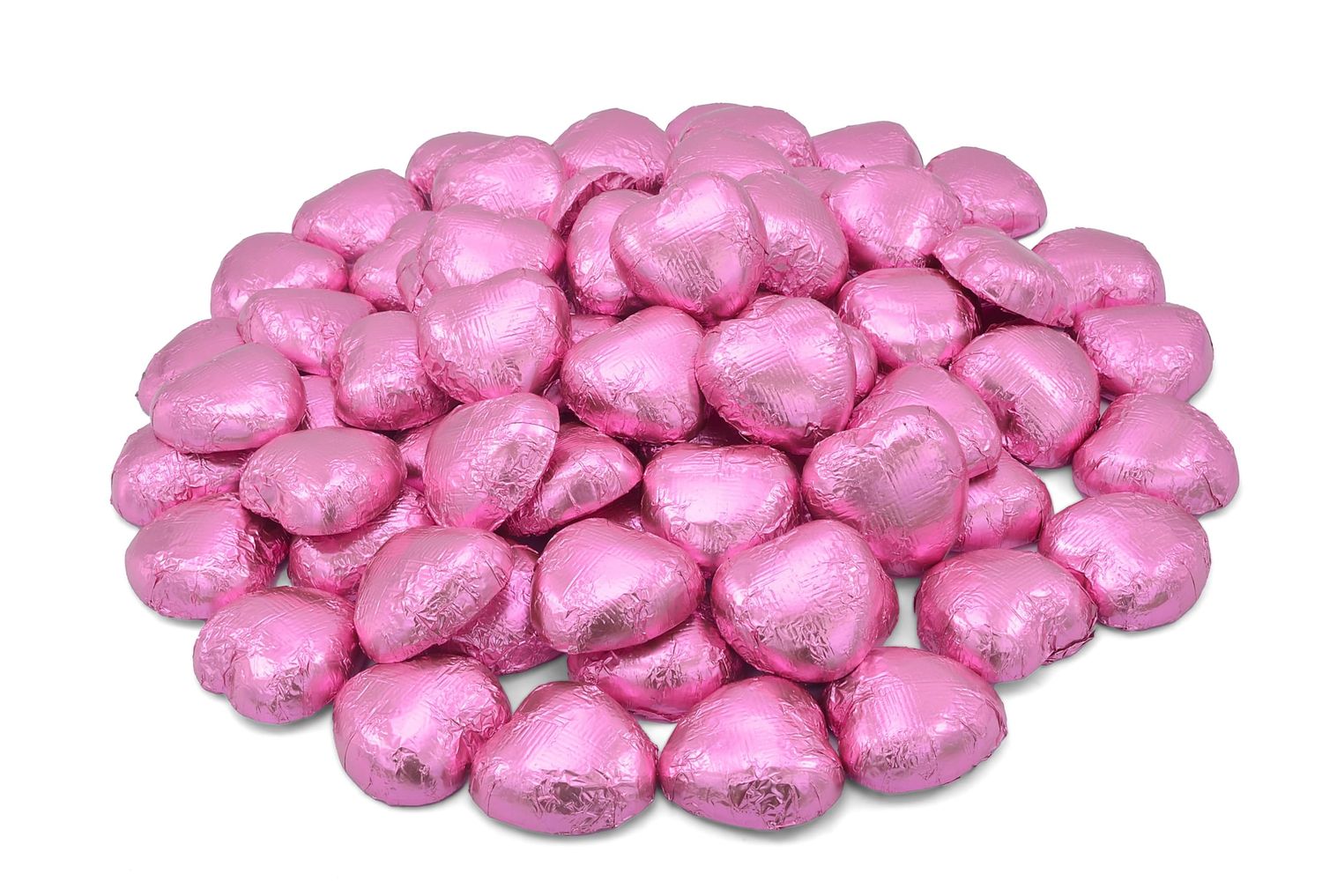 Wyeland Confectionery Luxury Milk Chocolate Hearts - For Wedding Favours, Anniversary, and Mothers Day - 20 Pink Hearts