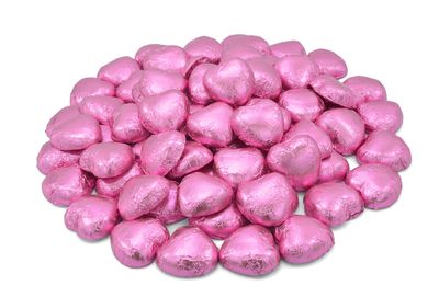 Wyeland Confectionery Luxury Milk Chocolate Hearts - For Wedding Favours, Anniversary, and Mothers Day - 20 Pink Hearts