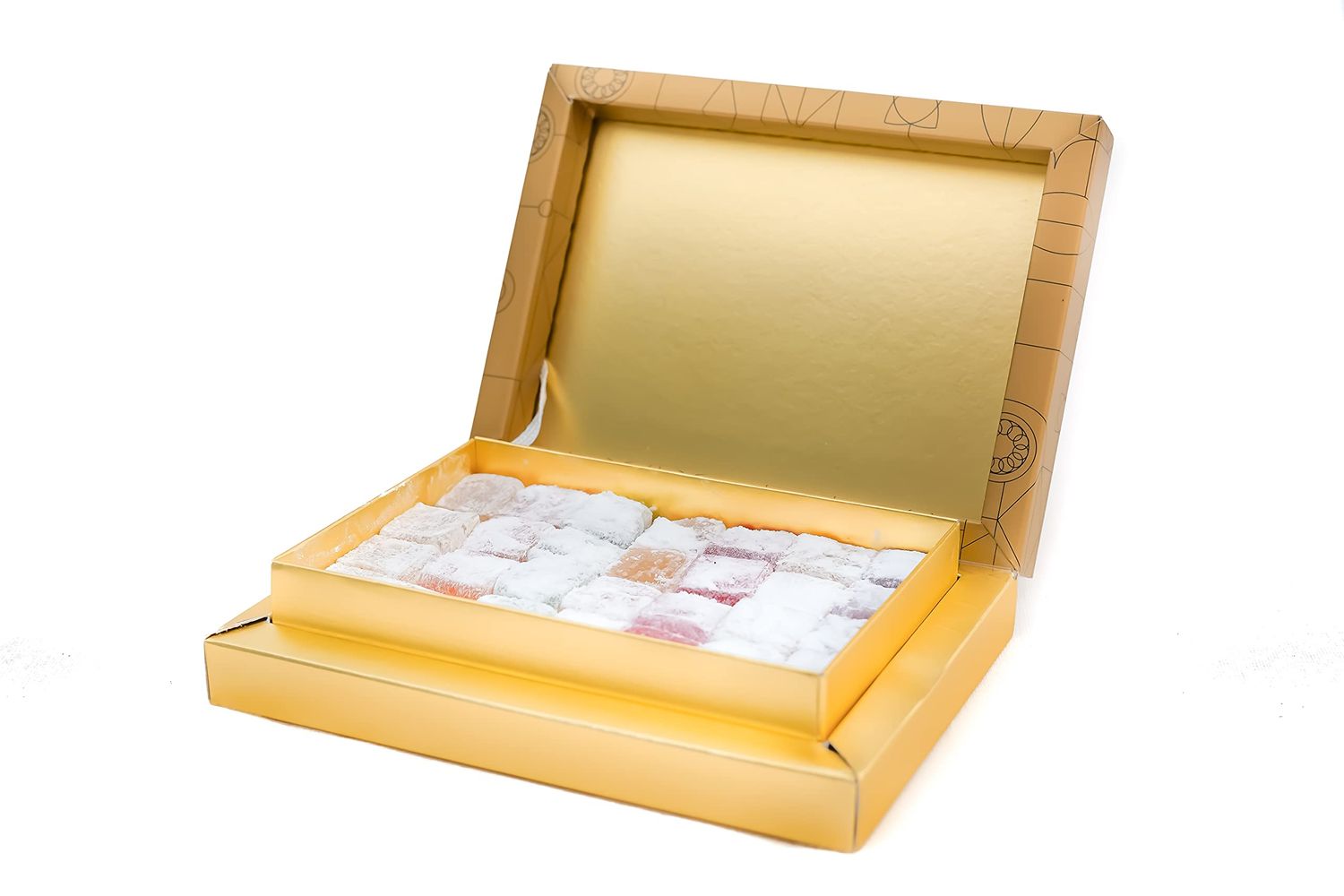 Sweetland London Turkish Delight Assorted - 500g Mixed Tin Containing Strawberry, Orange, Mint, Lemon &amp; Rose Flavours Presented in Beautiful Gift Box Ideal for Sharing