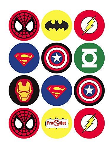30 x Pre Cut Super Hero Cake, Cupcake Toppers/Decorations Edible Premium Wafer Paper