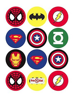 30 x Pre Cut Super Hero Cake, Cupcake Toppers/Decorations Edible Premium Wafer Paper