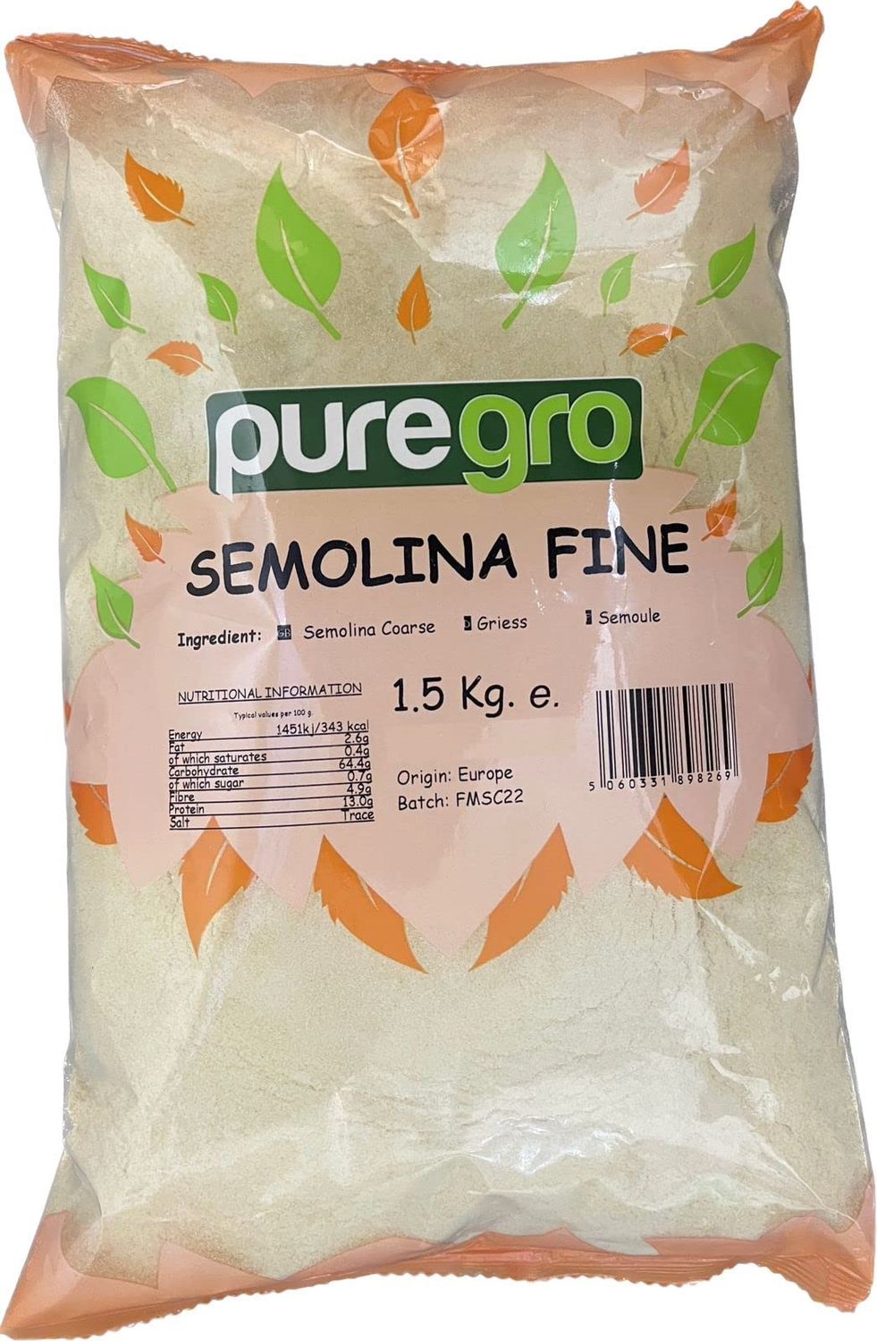 Puregro Semolina Fine 1.5kg