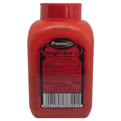 Bright RED Preema Food Colour Powder Tubs 500g Cake Decoration