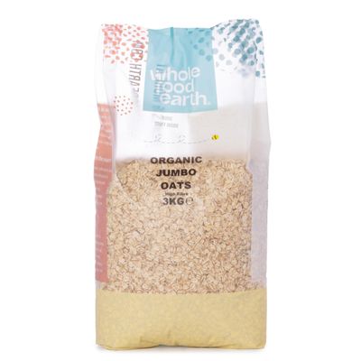 Wholefood Earth Organic Jumbo Oats - 3 kg Vegan GMO Free High Fibre Certified Organic