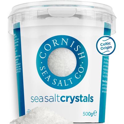 Cornish Sea Salt Celtic Sea Salt Original Crystals 500G - 100% Natural Unrefined Mineral Rich, Coarse, Crunchy Cooking Salt for Seasoning and Baking, Contains Up to 82 Essential Minerals