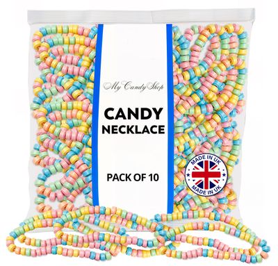 Candy Necklace/Sweet Necklace Pack of 10 - Packed in a Resealable Bag - Ideal Treat or Gift for Parties, Weddings or Christmas