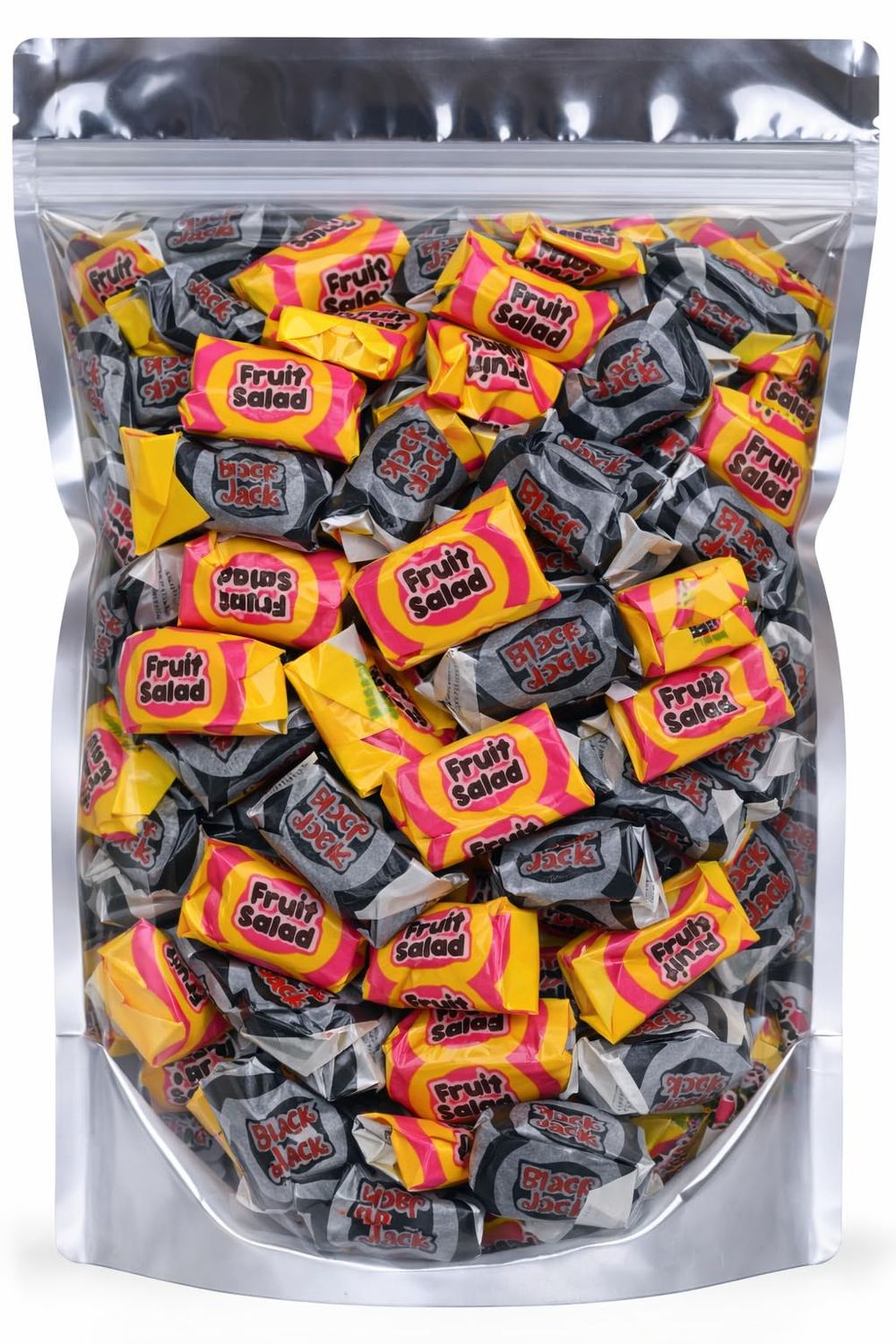 ZANGOC 100+ Fruit Salad &amp; Black Jacks Retro Candies Assorted Sweets-500g Pouch-Pick and mix Sweets Perfect for Weddings, Birthday, Anniversaries, Get Well soon, Party Gifts, Birthday, Thank You Gifts