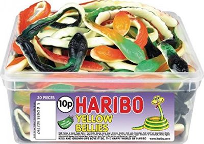 HARIBO Giant Snakes Yellow Bellies - Fruity and Chewy Gummy Sweets - 767g Tub