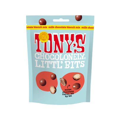 Tony's Chocolonely - Littl Bits Chocolate Mix Balls - Mini Milk Biscuit Chocolates in Sharing Pouch - 100g