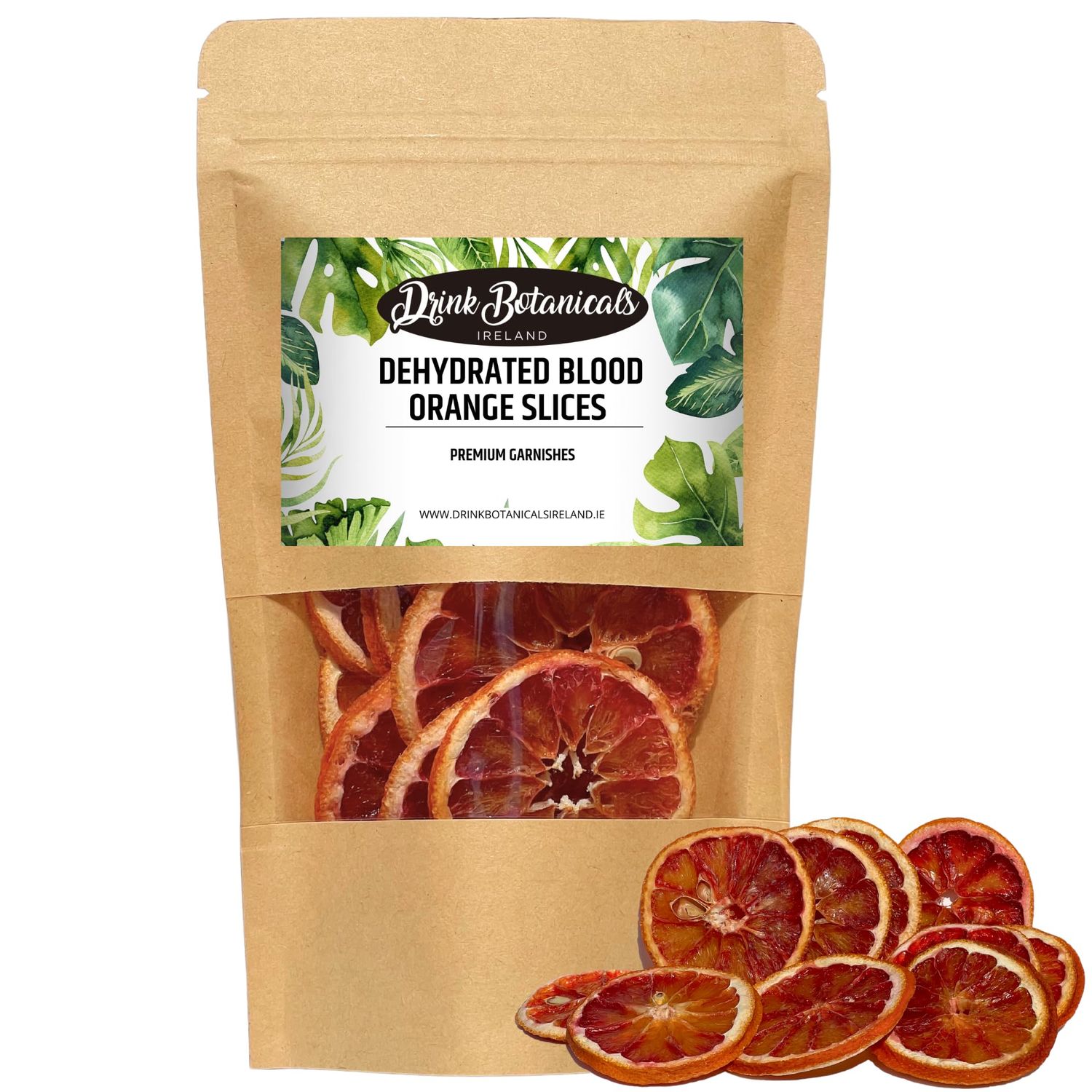 Drink Botanicals Ireland Dried Blood Orange Slices Wheels 16+Slices 100% Natural For Cocktail Garnishing, Wreath, Cakes, Snacking, Infusions, Desserts 1.76 oz, 50 Grams Resealable Kraft Pouch