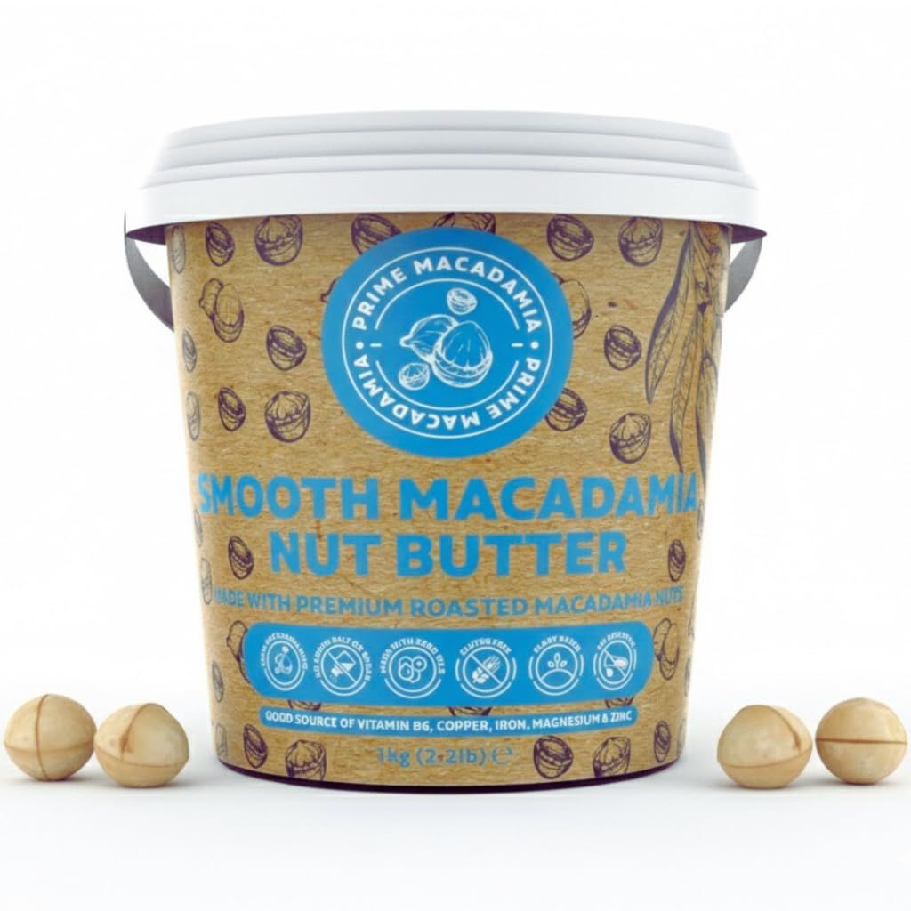 Prime Earth - Smooth Macadamia Nut Butter - 1kg Tub - Made with Macadamia Nuts - No Added Oils, Salts &amp; Sugars - Coeliac, Keto, Paleo &amp; Vegan Friendly - Produced in Small Batches - Made in the UK