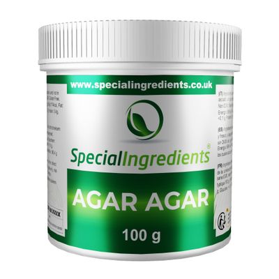 Special Ingredients Agar Agar 100g Premium Quality Powder Vegan Gelatine, European, Suitable for Vegan's & Vegetarian's, Non GMO, Gluten Free, Recyclable Container