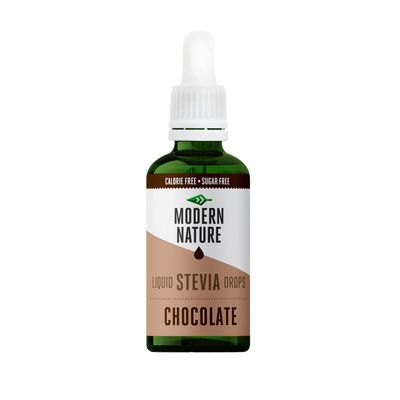 Modern Nature Chocolate Flavour Drops Sugar Free Coffee Syrup, Liquid Stevia Sweetener, Zero Calorie, Natural Sweetner Flavor Drops Perfect for Coffee, Protein Shakes, Baking &amp; Drinks - 50ml