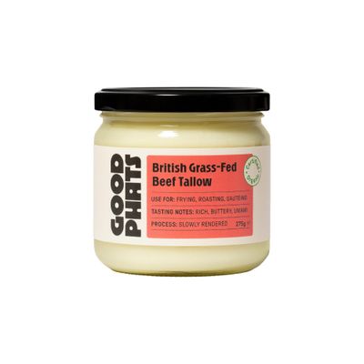 GOOD PHATS British Beef Tallow - From 100% Rendered Beef Fat - Medium-High Smoke Point for Searing, Roasting &amp; Cooking - Rich, Umami Flavour (275g)