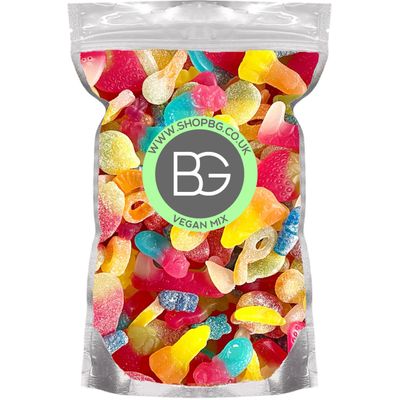 BG Vegan Quality Pick &amp; Mix Sweets - Large Retro Candy Sweeties 800g Pouch Gummy Fizzy Chewy Pick n Mix
