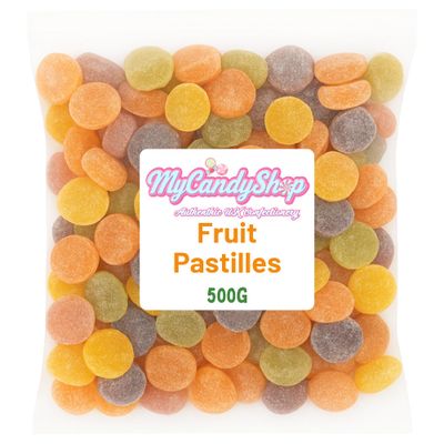 MyCandyShop Fruit Pastilles 500g - 5 Flavours - Chewy Mixed Sweets In Bulk Cheap - Traditional British Fruit Pastilles Bulk for Sharing, Gifts & Special Occasions