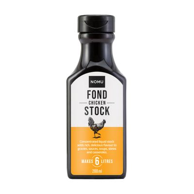NOMU Chicken Stock and Broth (Fond) Liquid Concentrate - 200ml Makes 6 Litres, Full Flavour for Savoury Dishes, Soups, Stews &amp; Sauces - Gluten Free