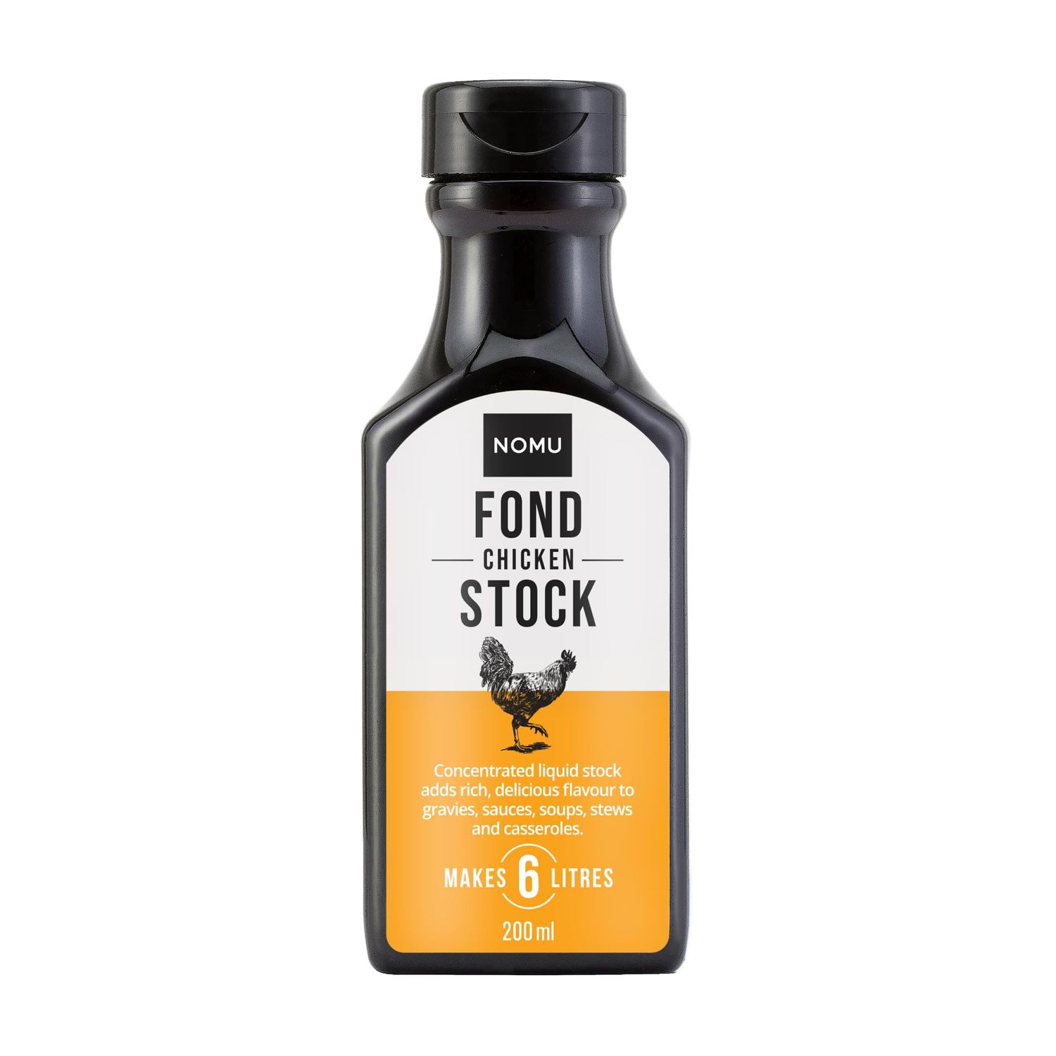 NOMU Chicken Stock and Broth (Fond) Liquid Concentrate - 200ml Makes 6 Litres, Full Flavour for Savoury Dishes, Soups, Stews &amp; Sauces - Gluten Free