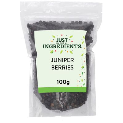 JustIngredients Essentials Juniper Berries 100g, Premium Dried Berries for Cooking, Gin Garnish and Aromatic Infusions,Tart, Piney Flavour with Citrus Notes, Natural, Vegan, GMO-Free