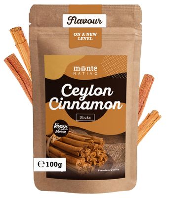 Cinnamon Sticks Monte Nativo (100g) - Whole Cinnamon Stick - Ceylon Cinnamon Ideal for Cooking, Baking, Mulled Wine and Curry - Christmas Spices