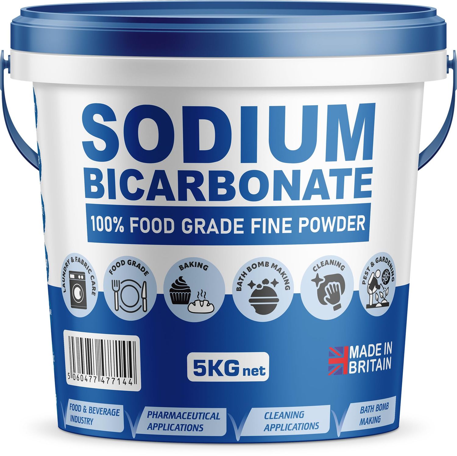 Baking Soda, Sodium Bicarbonate 100% Pure Food Grade Bicarb Bicarbonate Baking Soda Bucket for Cooking, Cleaning, Baking, Bath Bombs, Odours, Teeth MADE in UK by PSN (5KG)