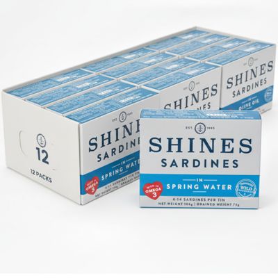 Shines Tinned Sardines in Spring Water - 12 x 106g Cans