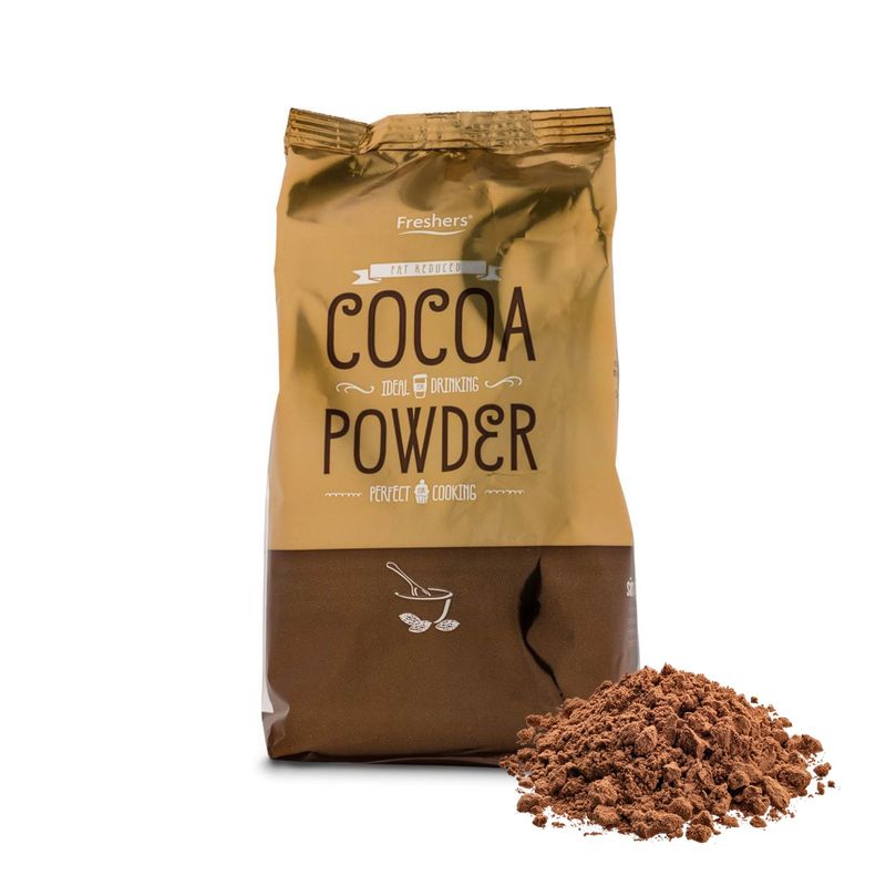 Freshers Reduced Fat Cocoa Powder 500g Delicious Flavour, Lower Fat Cacao Vegan for Hot Chocolate, Baking and Desserts Unsweetened GMO Free