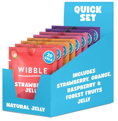 Wibble Natural Crystals, 8 pack, Variety Pack, Quick Set, Low Sugar, Plant-Based, Low Calorie, Jello, Jelly Powders, Serves 4, Vegan Jelly Powder, Vegetarian Jello, Sweets, Vegan Sweets