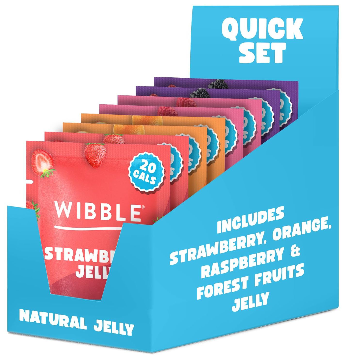 Wibble Natural Crystals, 8 pack, Variety Pack, Quick Set, Low Sugar, Plant-Based, Low Calorie, Jello, Jelly Powders, Serves 4, Vegan Jelly Powder, Vegetarian Jello, Sweets, Vegan Sweets